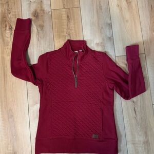 LLBean Red Quilted Half-Zip Pullover Sweatshirt Size XS